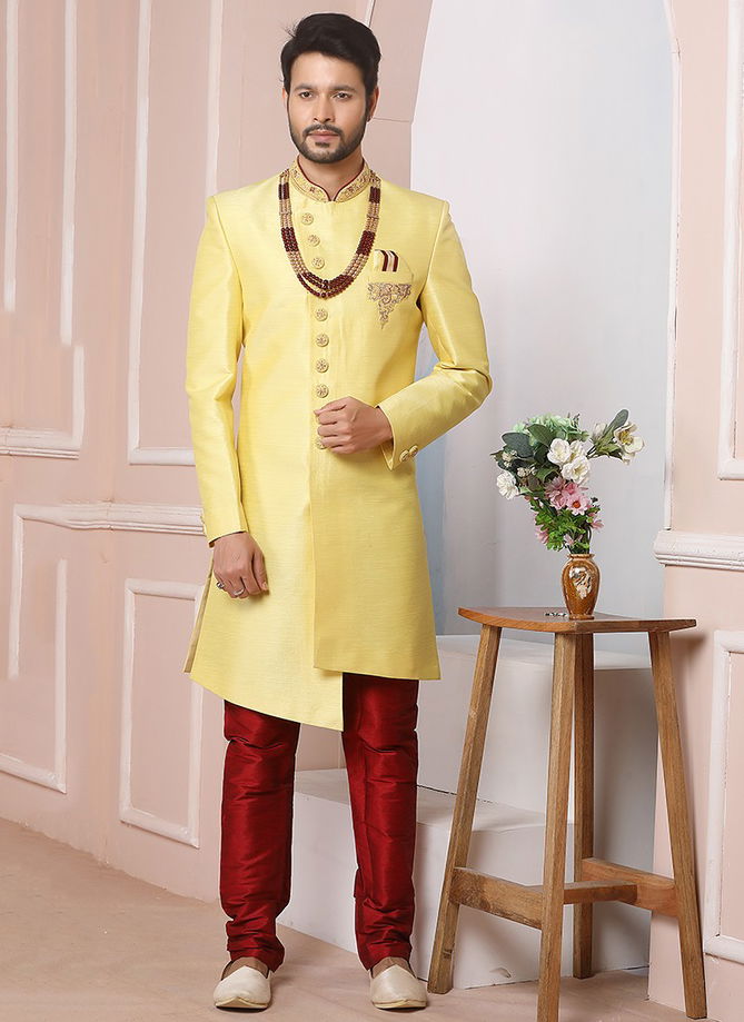 Ethnic Wear Banarasi Silk Wholesale Sherwani Collection